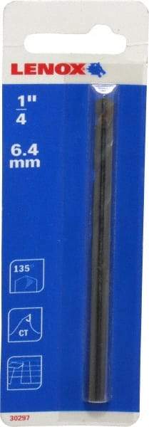 Lenox - 1/4" Pin Diam, 4" Long Carbide-Tipped Pilot Drill - 9/16 to 1-3/16" Tool Diam Compatibility, Compatible with Hole Cutters - All Tool & Supply