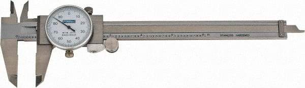 Fowler - 0" to 6" Range, 0.001" Graduation, 0.1" per Revolution, Dial Caliper - White Face, 1.6" Jaw Length, Accurate to 0.0010" - All Tool & Supply