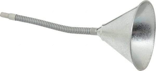 Value Collection - 1 Qt Capacity Steel Funnel - 6" Mouth OD, 9/16" Tip OD, 12" Flexible Spout - All Tool & Supply