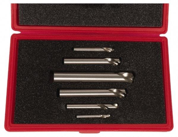 Cleveland - 1/4 to 1 Inch Body Diameter, 1 to 1-3/4 Inch Flute Length, 120° Point Angle, Spotting Drill Set - 4 to 8 Inch Overall Length, Series 2645, Bright Finish, High Speed Steel, Includes Six Spotting and Centering Drills - All Tool & Supply