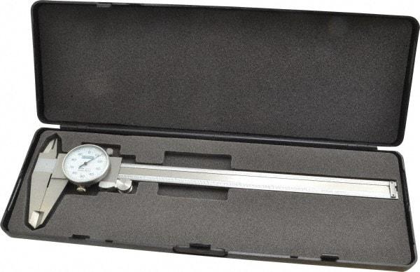 Fowler - 0" to 8" Range, 0.001" Graduation, 0.1" per Revolution, Dial Caliper - White Face, 2" Jaw Length - All Tool & Supply