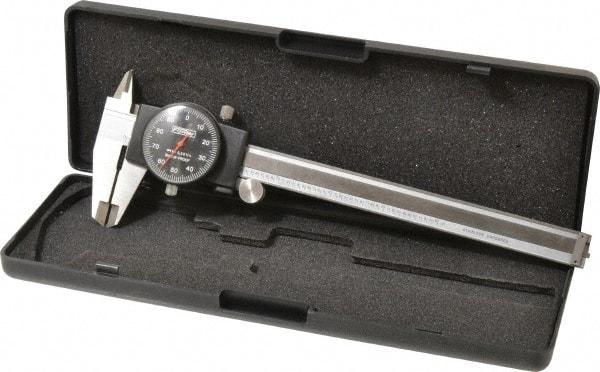 Fowler - 0" to 6" Range, 0.001" Graduation, 0.1" per Revolution, Dial Caliper - Black Face, 1.6" Jaw Length, Accurate to 0.0010" - All Tool & Supply