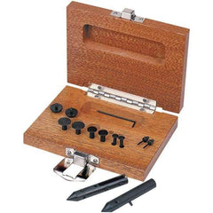 TESA Brown & Sharpe - 0.06, 0.11 & 0.156" Groove Depth, Black Oxide Cold Rolled Steel & Wood (Case) Caliper Centerline Attachment - 19 Pieces, 0.65" Bore Depth, For Use with Brown & Sharpe & Competitive 6" Dial, Digital & Vernier Calipers - All Tool & Supply