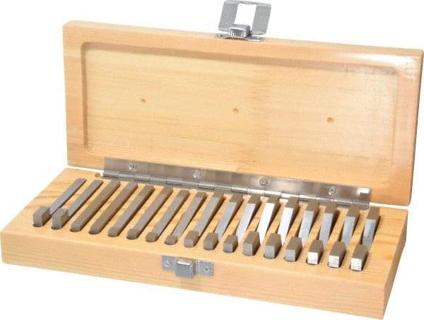 TESA Brown & Sharpe - 0.25 to 45° Angle, 3 Inch Long, Angle Block Set - 50-55 Rc Hardness, 17 Pieces - All Tool & Supply