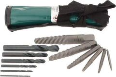 Cleveland - 12 Piece Spiral Flute Screw Extractor & Drill Set - Screw Range 3/16 to 1" - All Tool & Supply