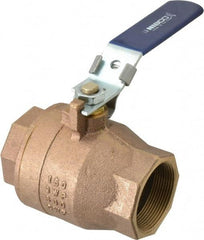 NIBCO - 2" Pipe, Full Port, Bronze Standard Ball Valve - 2 Piece, Inline - One Way Flow, FNPT x FNPT Ends, Locking Lever Handle, 600 WOG, 150 WSP - All Tool & Supply