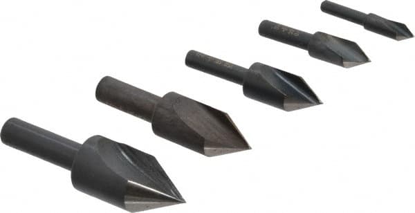 Cleveland - 5 Piece, 1/4 to 3/4" Head Diam, 60° Included Angle, Single End Countersink Set - All Tool & Supply