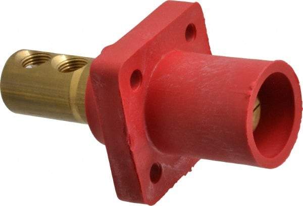 Leviton - 3R NEMA Rated, 600 Volt, 400 Amp, 1/0 to 4/0 AWG, Male, Double Set Screw, Panel Receptacle - 4-1/2 Inch Long, Red - All Tool & Supply