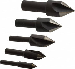 Cleveland - 5 Piece, 1/4 to 3/4" Head Diam, 60° Included Angle, Single End Countersink Set - All Tool & Supply