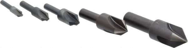 Cleveland - 5 Piece, 1/4 to 3/4" Head Diam, 82° Included Angle, Single End Countersink Set - All Tool & Supply