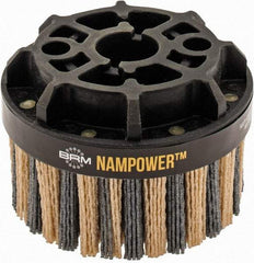 Brush Research Mfg. - 4" 80 Grit Ceramic/Silicon Carbide Tapered Disc Brush - Coarse Grade, CNC Adapter Connector, 0.71" Trim Length, 7/8" Arbor Hole - All Tool & Supply