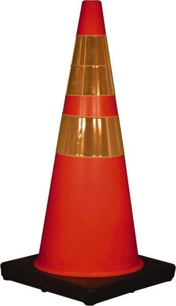 PRO-SAFE - 28" High, Orange Collapsible Traffic Cone - 14" Base Width, 4 Lb, Polyurethane - All Tool & Supply