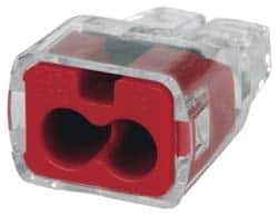 Ideal - 2 Port, 18 to 12 AWG Compatible, Push-In Wire Connector - 0.78" OAL x 0.52" OAW x 0.38" OAH, Red - All Tool & Supply