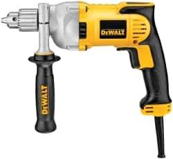 DeWALT - 1/2" Keyed Chuck, 1,200 RPM, Pistol Grip Handle Electric Drill - 10.5 Amps, 115 Volts, Reversible, Includes 360° Locking Side Handle with Soft Grip & Chuck Key with Holder - All Tool & Supply