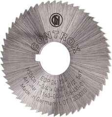 Controx - 1-3/4" Diam x 1/16" Blade Thickness x 1/2" Arbor Hole Diam, 56 Tooth Slitting and Slotting Saw - Arbor Connection, Right Hand, Uncoated, Cobalt, Concave Ground, Contains Keyway - All Tool & Supply