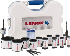 Lenox - 17 Piece, 5/8" to 3" Saw Diam, Contractor's Hole Saw Kit - Bi-Metal, Varied Toothing, Pilot Drill Model No. 4321, Includes 12 Hole Saws - All Tool & Supply