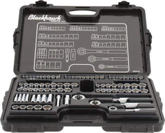 Blackhawk by Proto - 82 Piece 1/4" & 3/8" Drive Deep Well Socket Set - 6, 12 Points, 5/32" to 13/16" (4mm to 19mm) Range, Inch/Metric Measurement Standard - All Tool & Supply