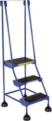 Vestil - 56" 3 Step Ladder - 300 Lb Capacity, 28-3/4" Platform Height, 19-1/4" Base Width x 30" Base Depth, Rubber Matted - All Tool & Supply