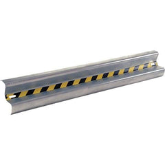 Vestil - 6' Long x 12" High, Gray with Black & Yellow Caution Tape Steel Straight Standard Guard Rail - 2 Rails Accommodated, 3-1/4" Deep, 47 Lb - All Tool & Supply