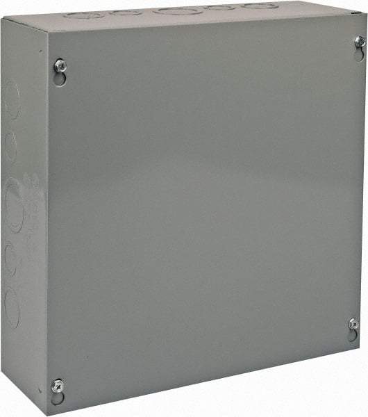 Cooper B-Line - Steel Junction Box Enclosure Screw Flat Cover - NEMA 1, 12" Wide x 12" High x 4" Deep - All Tool & Supply