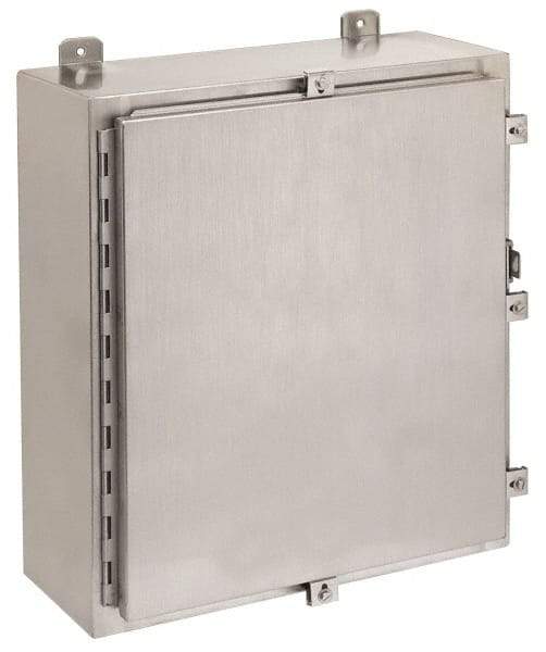 Cooper B-Line - Stainless Steel Standard Enclosure Hinge Flat Cover - NEMA 4, 12, 13, 4X, 12" Wide x 16" High x 8" Deep, Corrosion Resistant, Rainproof & Watertight - All Tool & Supply