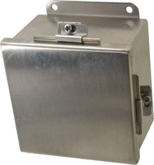 Cooper B-Line - Stainless Steel Standard Enclosure Hinge Flat Cover - NEMA 4, 12, 13, 3RX, 4X, 6" Wide x 6" High x 4" Deep, Corrosion Resistant, Dust-tight, Rainproof & Watertight - All Tool & Supply