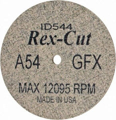 Rex Cut Product - 3" Diam x 1/4" Hole x 1/8" Thick, 54 Grit Surface Grinding Wheel - Type 1, Coarse Grade, No Recess - All Tool & Supply