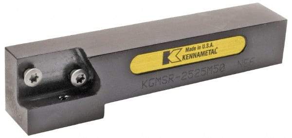 Kennametal - KGMS, Left Hand, Indexable Grooving Tool Holder - 25mm Shank Height, 25mm Shank Width, 138.75mm OAL - All Tool & Supply