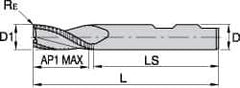 Kennametal - 12mm Diam, 26mm LOC, 3 Flute Solid Carbide 0.5mm Corner Radius Roughing End Mill - Uncoated, 83mm OAL, 12mm Shank Diam, Single End, Centercutting, 30° Helix - All Tool & Supply