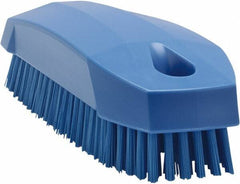 Vikan - 0.7" Bristle Length, Polyester Scrub Brush - 1-1/2" Wide Head, 4-1/2" OAL, Blue, Polypropylene Block - All Tool & Supply