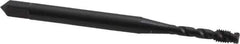 OSG - 5/16-24 UNF, 3 Flute, 45° Helix, Bottoming Chamfer, Oxide Finish, Vanadium High Speed Steel Spiral Flute STI Tap - Right Hand Flute, 2-23/32" OAL, 0.318" Shank Diam, 1-1/8" Thread Length, Series 302 - Exact Industrial Supply