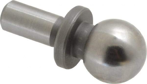 Gibraltar - 1/2" Ball Diam, 1/4" Shank Diam, Steel Inspection Tooling Ball - Press-Fit Shank, 15/16" Ball Center to Shank Bottom, 0.4" Ball Center to Shoulder Bottom, with Shoulder - All Tool & Supply