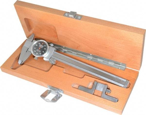 Fowler - 0" to 6" Range, 0.001" Graduation, 0.1" per Revolution, Dial Caliper - Black Face, 1.54" Jaw Length - All Tool & Supply