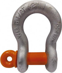 CM - 1/2" Nominal Chain Size, 2 Ton Carbon Steel Screw Anchor Shackle - 23/32" Diam, 5/8" Pin Diam, 13/16" Wide Inside Jaw, 1-5/32" Inside Width - All Tool & Supply