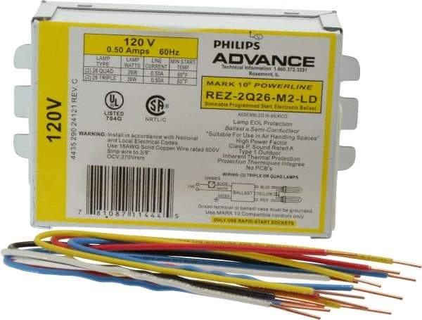 Philips Advance - 2 Lamp, 120 Volt, 0.48 Amp, 0 to 39 Watt, Programmed Start, Electronic, Dimmable Fluorescent Ballast - 1.00/0.05 Ballast Factor - All Tool & Supply