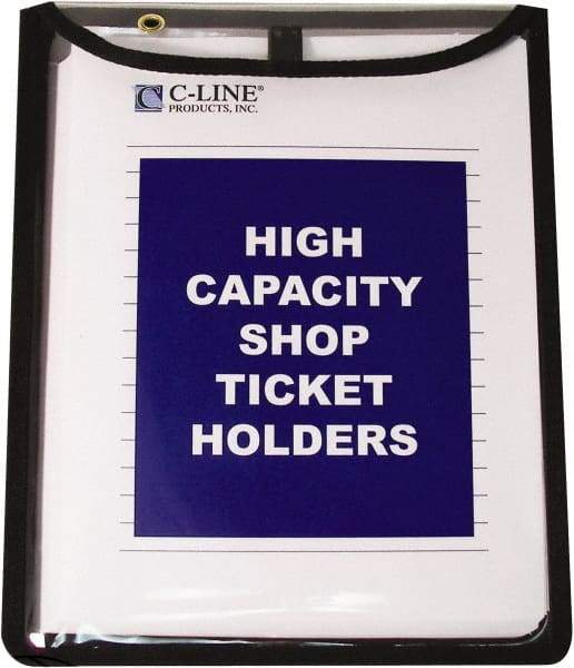 C-LINE - 15 Piece Clear High Capacity with Gussett Stitched Shop Ticket Holder - 12" High x 9" Wide - All Tool & Supply