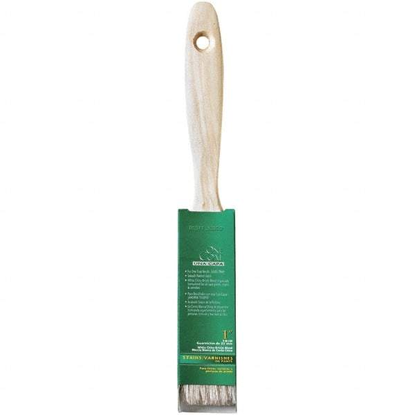 Krylon - 7/16" Flat White China Bristle Trim Brush - 1" Bristle Length, 2-1/4" Wood Beavertail Handle - All Tool & Supply