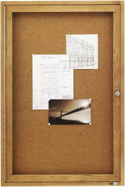 Quartet - 24" Wide x 36" High Enclosed Cork Bulletin Board - Natural (Color) - All Tool & Supply