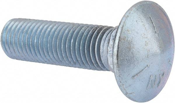 Value Collection - 3/4-10 UNC 3" Length Under Head, Standard Square Neck, Carriage Bolt - Grade 5 Steel, Zinc-Plated Finish - All Tool & Supply