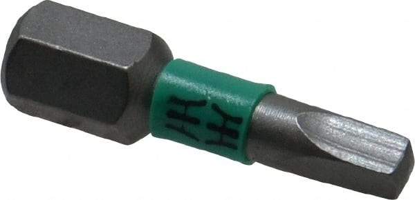 Wera - #2" Square Size Square Recess Bit - 1/4" Hex Drive, 1" OAL - All Tool & Supply