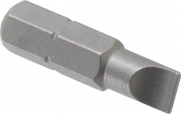 Wera - 1/4" Slotted Screwdriver Bit - 1/4" Hex Drive, 1" OAL - All Tool & Supply