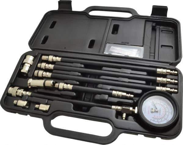 Lincoln - 11 Piece Dial Engine Compression Test Kit - 300 Max Pressure, PSI Scale - All Tool & Supply