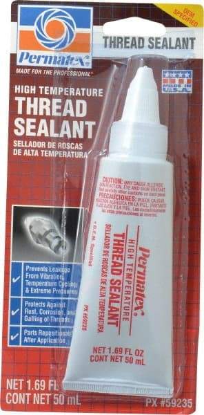 Permatex - 50 mL Tube, White, Paste High Strength Threadlocker - Series 592 - All Tool & Supply