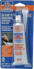 Permatex - 3 oz Tube Clear RTV Silicone Joint Sealant - -75 to 400°F Operating Temp, 24 hr Full Cure Time - All Tool & Supply