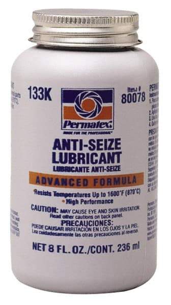 Permatex - 8 oz Bottle High Temperature Anti-Seize Lubricant - Aluminum/Copper/Graphite, -51 to 1,600°F, Silver Colored, Water Resistant - All Tool & Supply