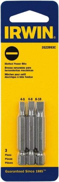 Irwin - 3 Piece, Slotted Handle, Power Bit Set - 0.05 to 1/4" Hex, 1/4" Hex Drive - All Tool & Supply