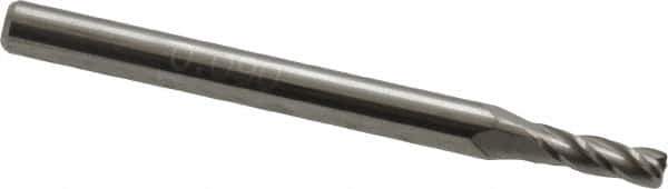 Accupro - 0.09", 4 Flute, Single End, Solid Carbide, 0.01" Corner Radius End Mill - 1-1/2" OAL, 30° Helix, Right Hand Flute, 0.27" LOC, Right Hand Cut - All Tool & Supply