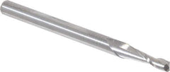 Accupro - 3/32", 2 Flute, Single End, Solid Carbide, 0.03" Corner Radius End Mill - 1-1/2" OAL, 30° Helix, Right Hand Flute, 0.279" LOC, Right Hand Cut - All Tool & Supply