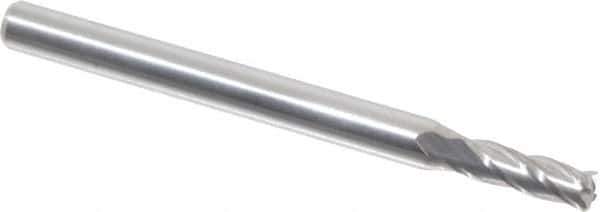 Accupro - 0.1", 4 Flute, Single End, Solid Carbide, 0.015" Corner Radius End Mill - 1-1/2" OAL, 30° Helix, Right Hand Flute, 0.3" LOC, Right Hand Cut - All Tool & Supply