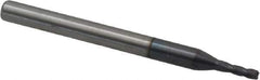 Accupro - 0.055", 4 Flute, Single End, Solid Carbide, 0.015" Corner Radius End Mill - 1-1/2" OAL, 30° Helix, Right Hand Flute, 0.165" LOC, Right Hand Cut - All Tool & Supply